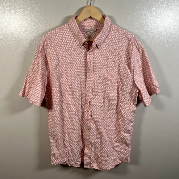 Faherty Playa Button Up Shirt Size XL Pink Organic Cotton Fish Scale Print - Picture 1 of 9